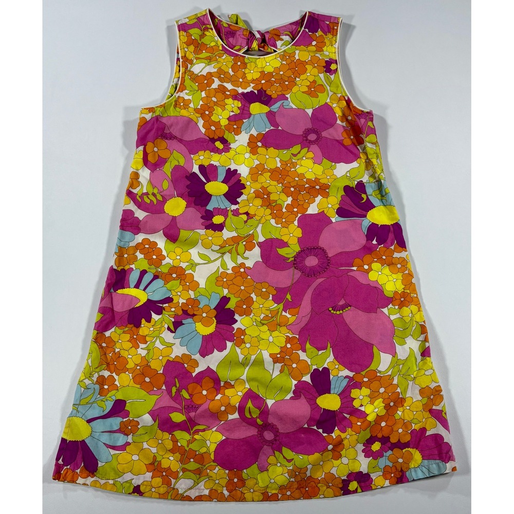 Vintage Gymboree Dress Sunshine Daydream 2004 Girls 9 Floral Cotton Retro Pink